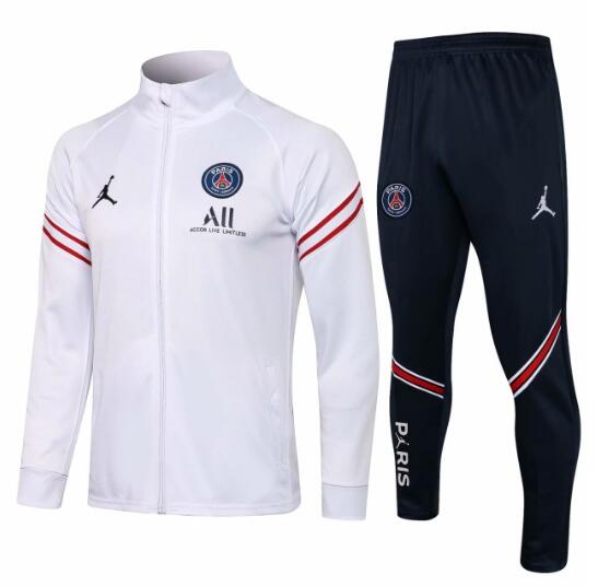 2021/22 PSG x Jordan White Training Suits Jacket with Pants